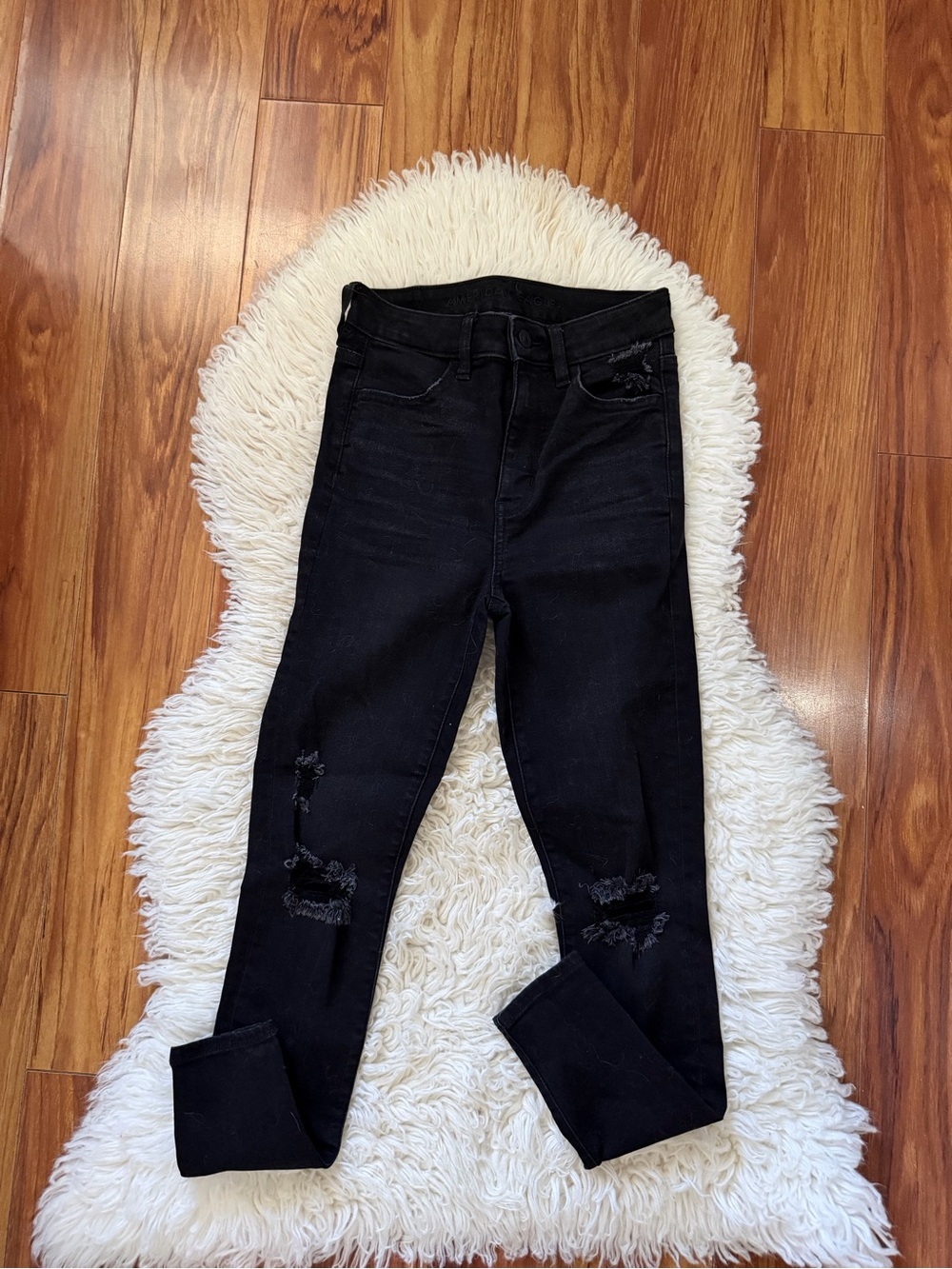 American Eagle Outfitters Black Skinny Distressed Jeans